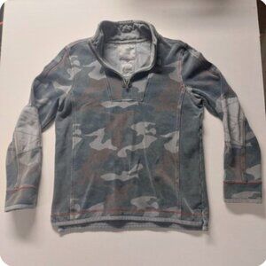 Fat Face Airlie Jacket Mens Medium M Camo 1/4 Zip Pullover Canvas Long Sleeve